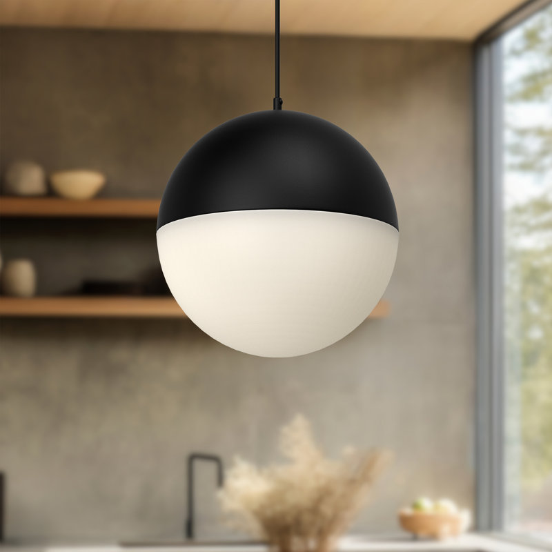 Monae 1 - Light LED Sphere Pendant, 7.88" H x 7.88" W x 7.88" D, Black Metal