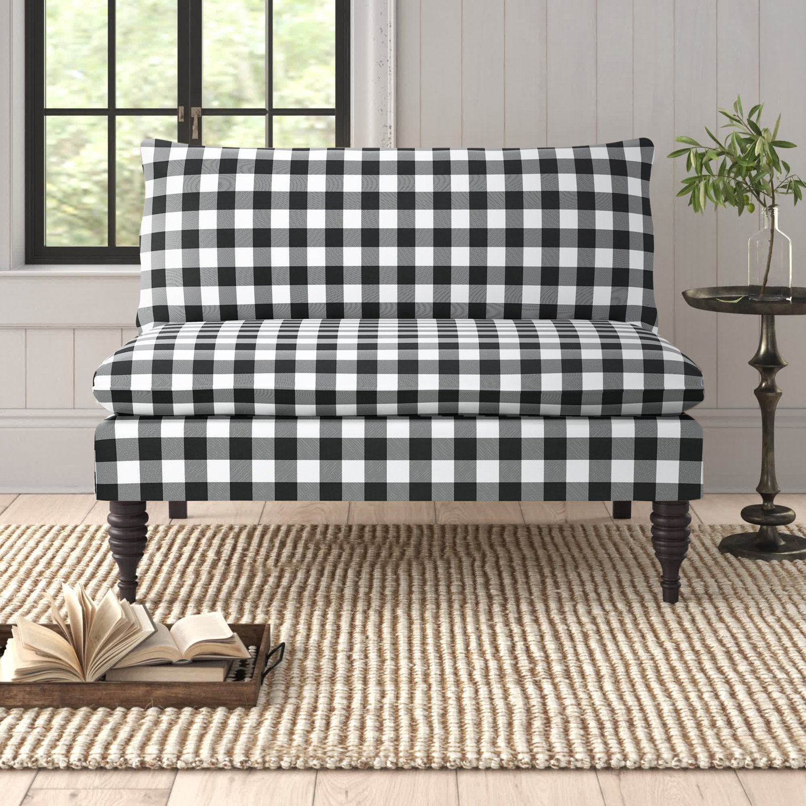 Cecelia 47" Loveseat, Classic Gingham Black