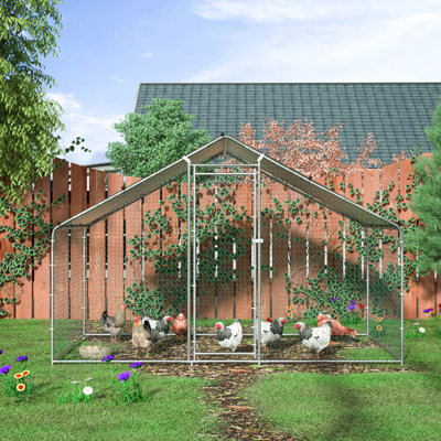 Chicken Coop Walking Chicken Run Extra Large Metal Chicken Pens with Waterproof and Anti-Ultraviolet Cover
