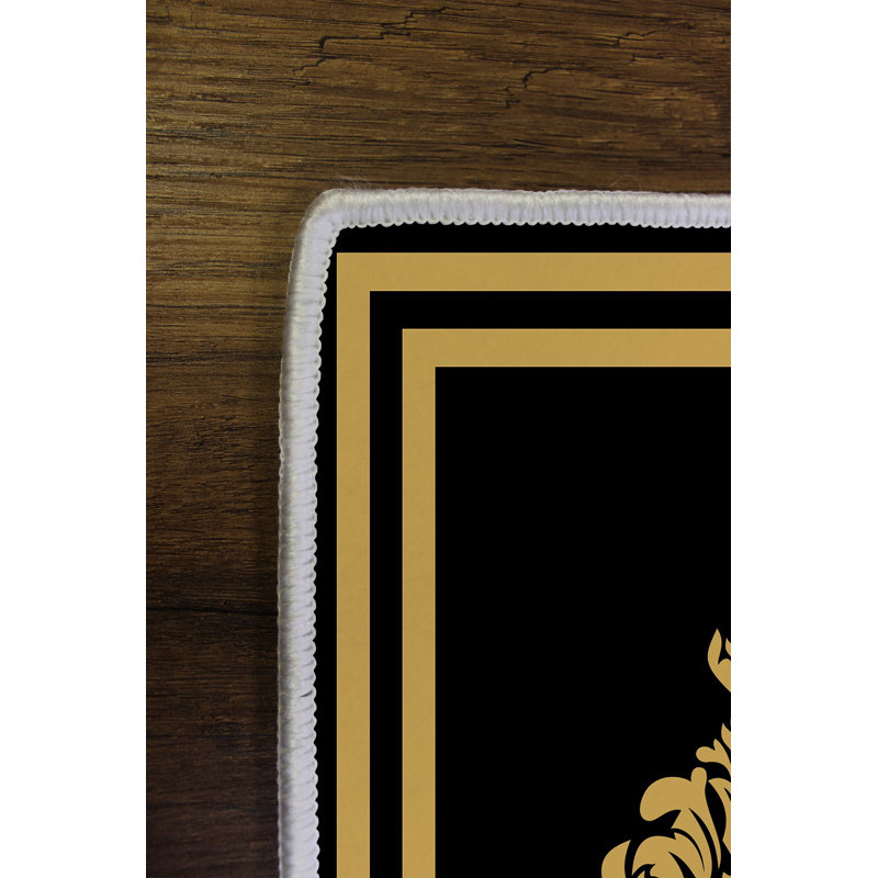 Premium Black Area Rug (5.9 x 9.2 ft), 100% Polyester, 650 g/m² | 4 mm Pile Height, Antibacterial, Eco-Friendly, Non-Slip PVC Dot Backing | Machine Washable, Digital Print Design | Ideal for Living Room & Bedroom Decor