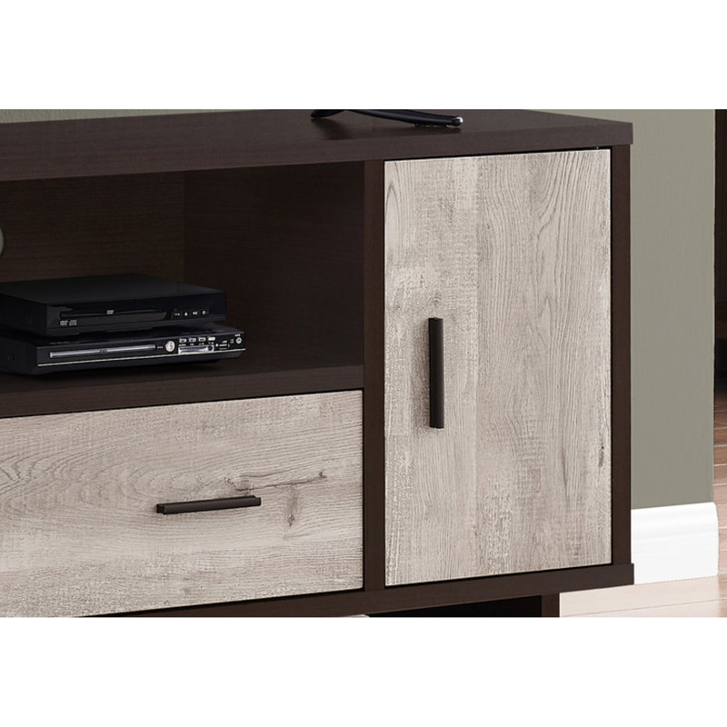 Meuble télé moderne de 48 po avec meuble télé multimédia avec armoire de rangement et tiroirs pour le salon et la chambre à coucher.