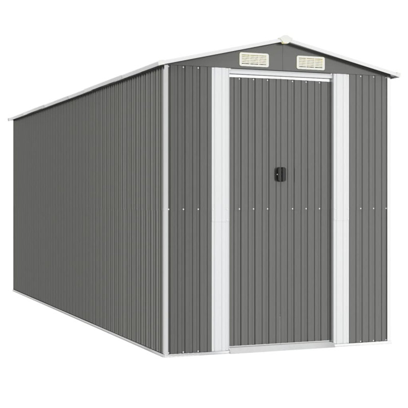 Remise de rangement traditionnelle en acier, Gris, L 6,3 pi x P 17,16 pi