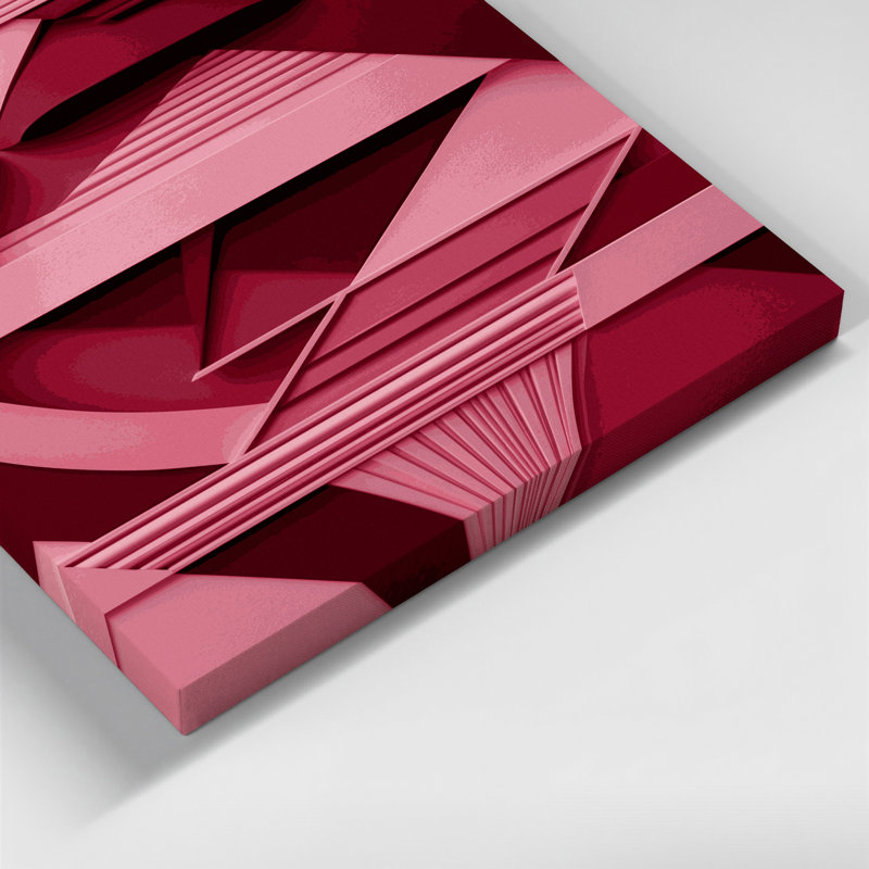 «Geometric Abstraction 24», art mural sur toile rose, H 12 po x l 12 po