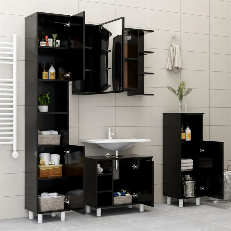 Snyderville Freestanding Linen Cabinet, Black
