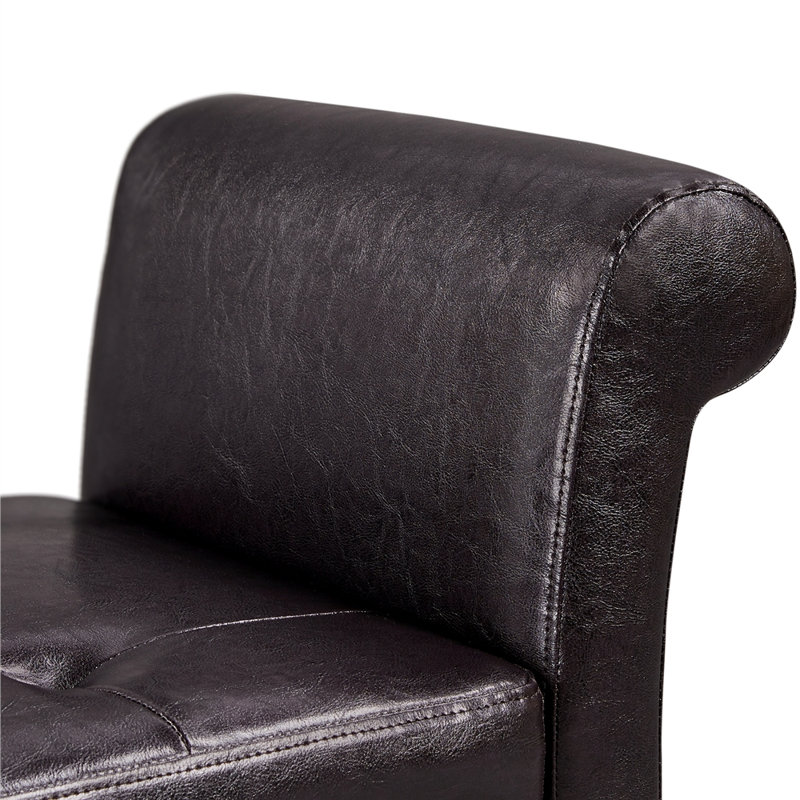 Banc de rangement en similicuir Ahanu, Brun foncé
