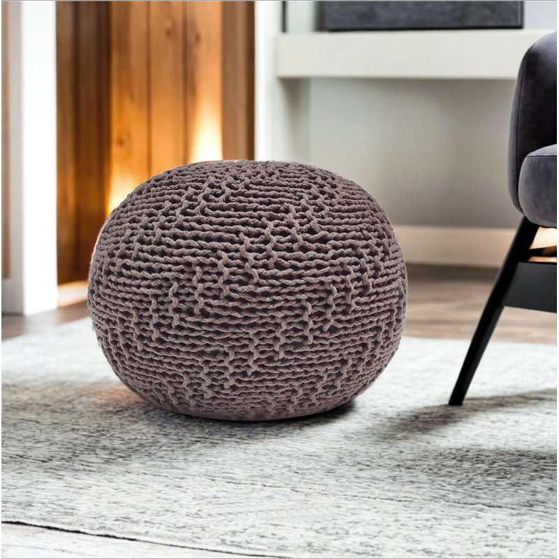 POUF HASEL, Coton brun clair