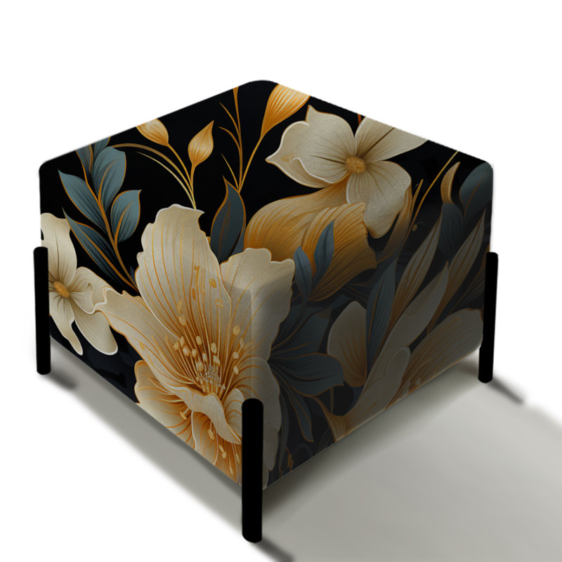 Repose-pieds carré Timony Beige pivoine Sophistication II