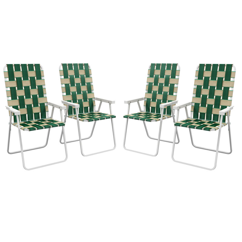 Chaise de patio pliante, ensemble de 4 chaises pliantes, chaises de jardin portatives avec accoudoirs, vert