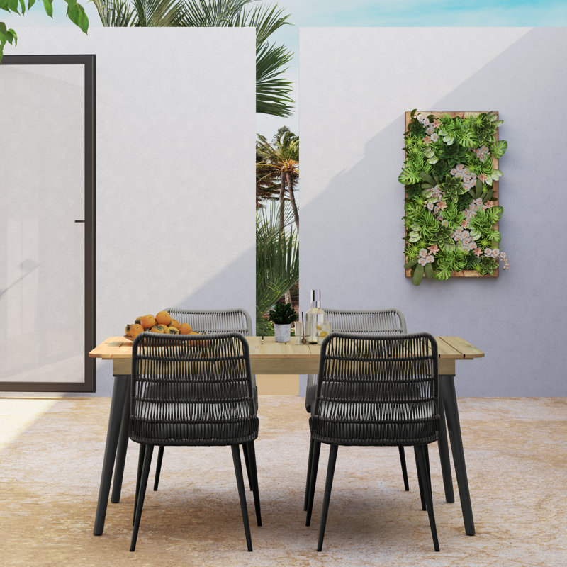 Beachside Rectangular 4 - Person Dining Set with Cushions