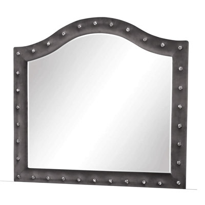 Miroir capitonné en cristal de style moderne avec revêtement en velours gris