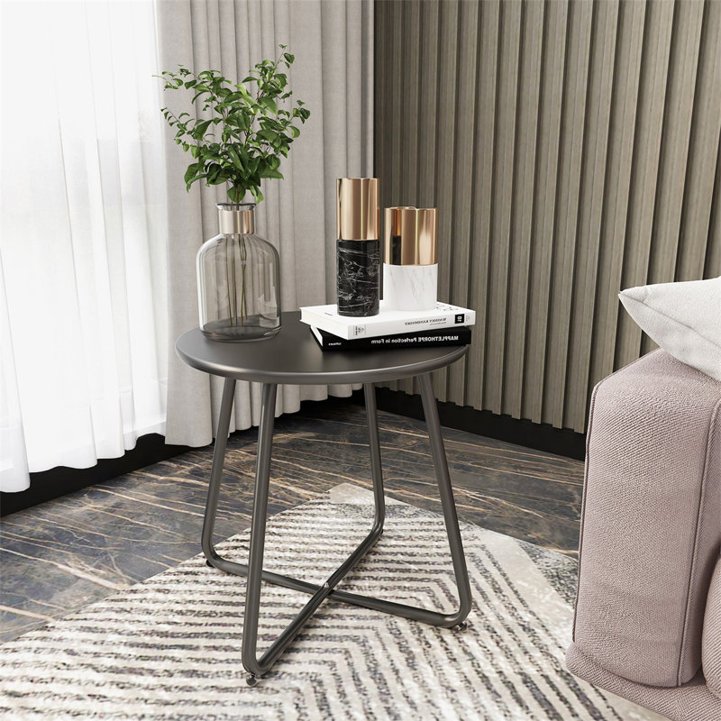 Table de bout en acier Enzor, Noir