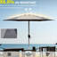 Parasol de patio de 7,5 pi avec bloc et fonction imperméable, système de manivelle Easy Tilt pour table d'extérieur, 6 nervures solides pour le jardin, la terrasse, la cour arrière, matériau de protection gris piscine, manivelle lisse, robuste