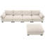 Canapé modulaire en forme de L 130 po avec double charge, table pliante, rangement latéral, mouvement, 2 coussins pour accoudoirs, mousse haute densité, 5 sièges, chenille pour sièges confortables agencés, équipé-1594208818