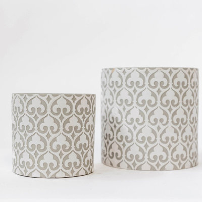 Ensemble de 2 jardinières blanches Fleur-De-Lys