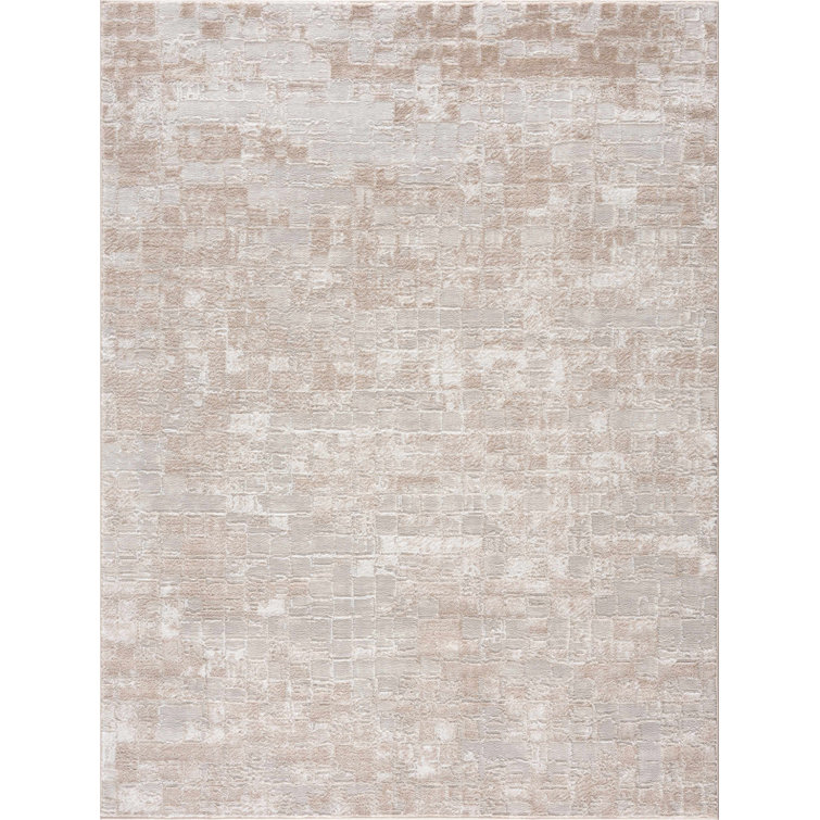 Straten Abstract Design Modern Cream/Beige Area Rug 17 Stories Rug Size: Rectangle 6'7 x 9