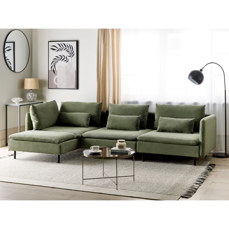 Raelie 3 Seater Corner Sofa , Green, Right Hand Facing