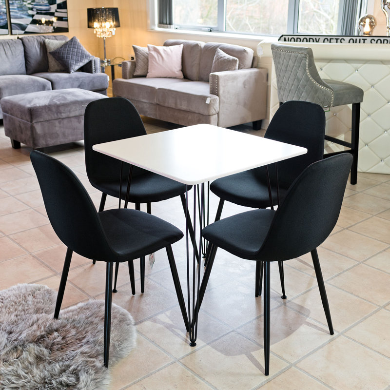 Berrier 4 - Person Dining Set, Black, White
