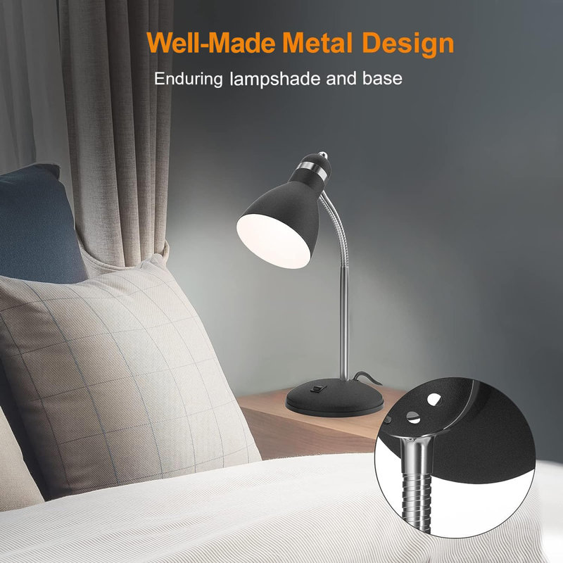 Metal table lamp with adjustable gooseneck, Sandy Black