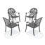 Chaise de patio en fonte d'aluminium 4 pièces avec structure noire et coussins bruns