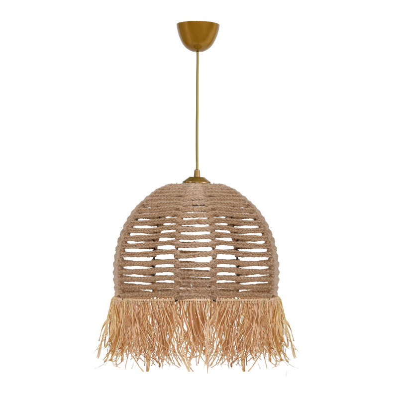 Lustre bohémien rustique, couleur crème, 11,8 po de diamètre x 31,5 po de hauteur | Corps en plastique élégant avec capuchon en coton, culot E27 de 40 W maximum | Parfait pour la décoration intérieure et l'ambiance douillette