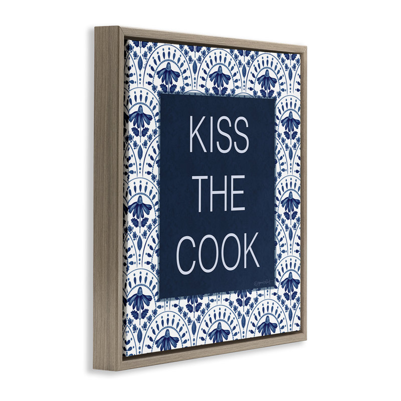 Cadre flottant Kiss The Cook, H 25 po x l 25 po, Cadre flottant orme Montalcino