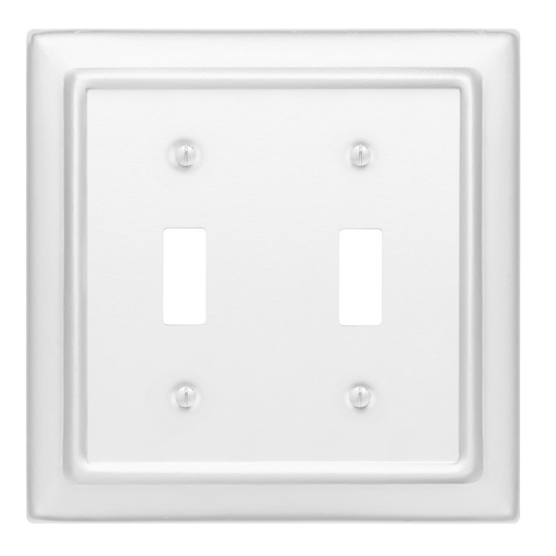 Architectural 2 - Gang Toggle Light Switch Standard Wall Plate, Classic White, 2
