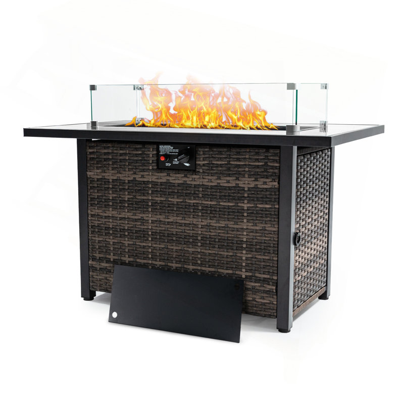 Outdoor Fire Table with Powerful Heating and Stylish Wicker Base for Various Occasions