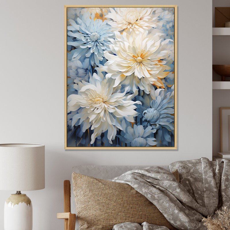 Minimalisme, peinture de maman en bleu et or III, Cadre naturel flottant, 20" H x 12" W