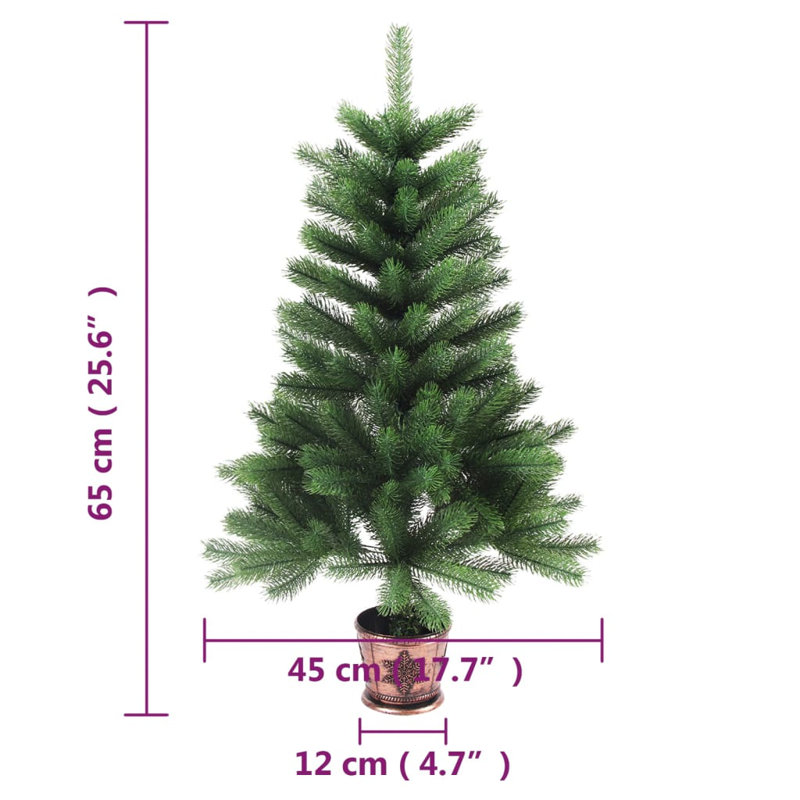 Arbre de Noël artificiel avec branches en forme d'aiguilles - vert, 25,6 po x 17,7 po