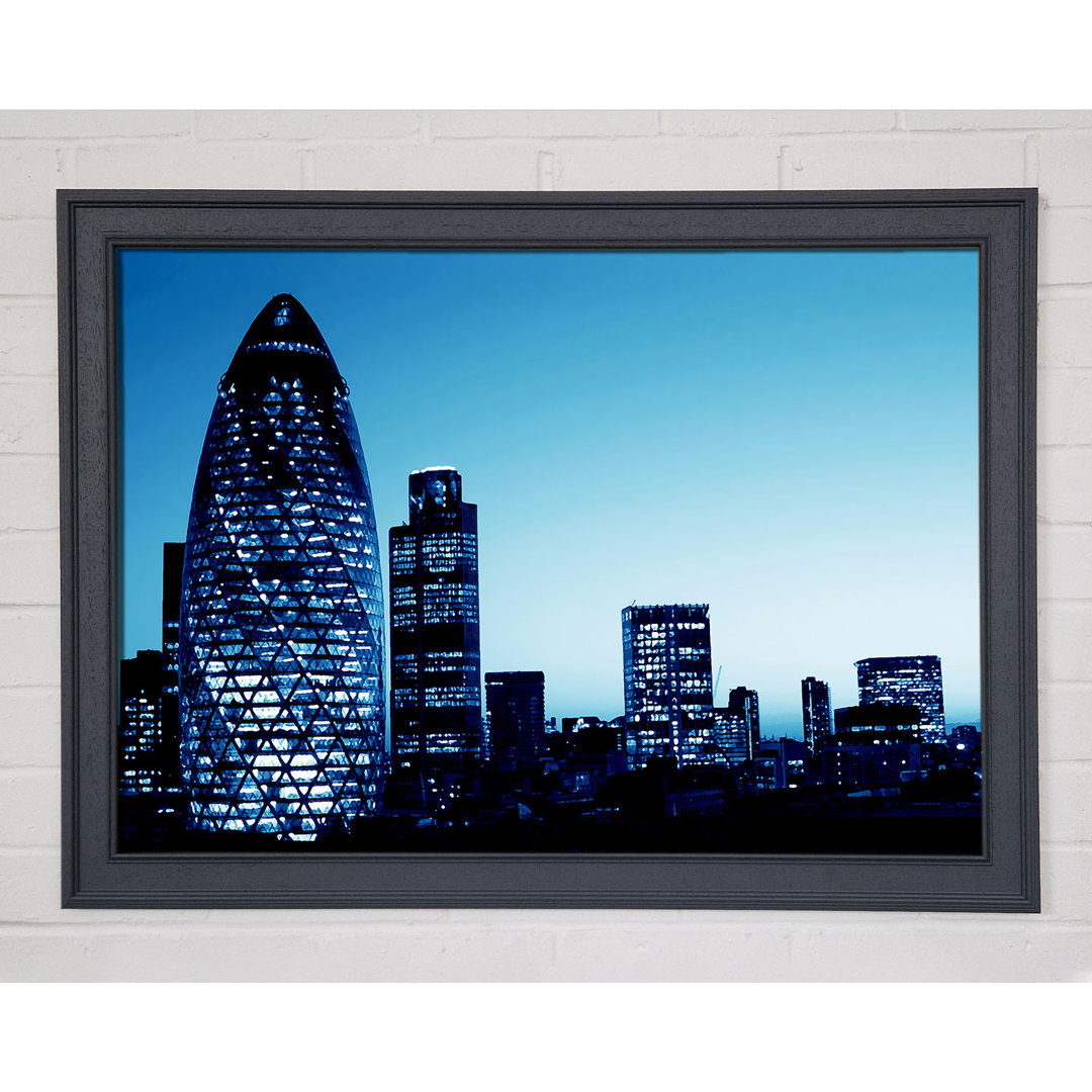 London The Gherkin Blue Cast - Einzelner Bilderrahmen Kunstdrucke