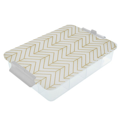 Farberware Large SnackleBox Board and Box, Portable Snack Box with 11 Snack Dividers, Patterned Rectangle Chopping Board Lid and Locking Handles