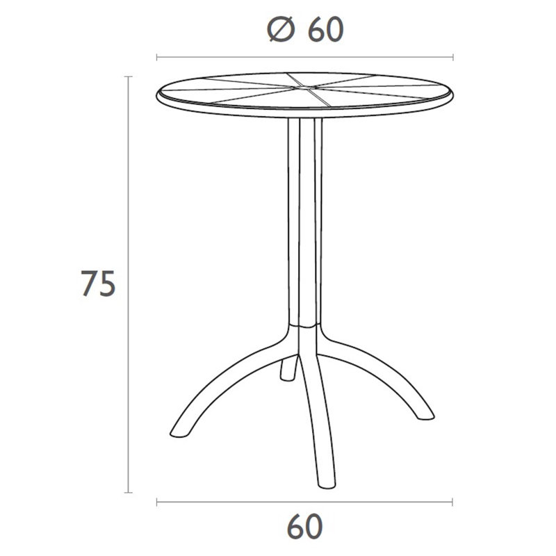Round Outdoor Bar Table , 60cm cm W 60cm cm D, Dark Grey