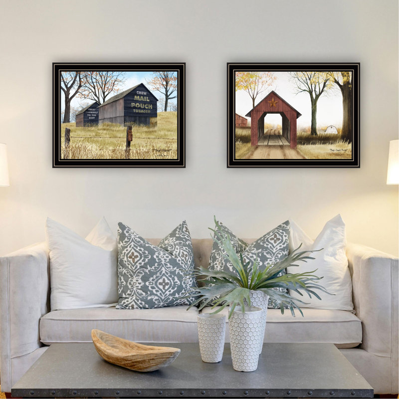 Art mural moderne de chambre à coucher: «Elevate» avec impression de pont Barn and Buck County. 18 po x 14 po, 5 lb Encadré noir, impression sur bois et papier: Transform Bridge. Cadre multicolore