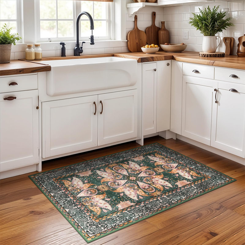 Tapis de salon à motif floral oriental Fillender, Rectangulaire 2 pi x 3 pi