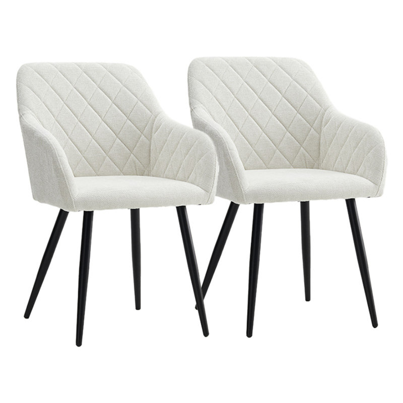 46cm H Linen Upholstered Metal Armchair, Beige