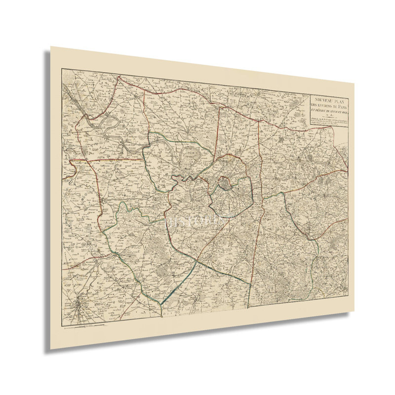 " 1811 Paris City Map ",  24" H x 36" W 
