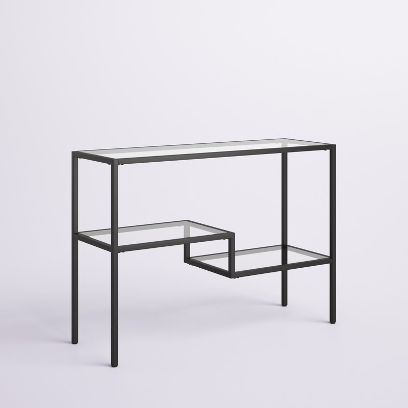 Lovett Glass Top Console Table, Black, 30" H x 55" W x 14" D