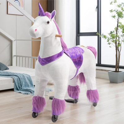 Ride On Unicorn Toy for Kids and Adult, Ride On Unicorn Mechanical Plush Animal, No Battery Or Electricity