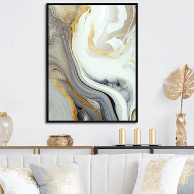Marbre blanc et or abstrait III - impressions sur toile de marbre abstrait