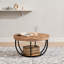Table basse 31,5 pouces avec tablette inférieure, grain de bois moderne et métal noir