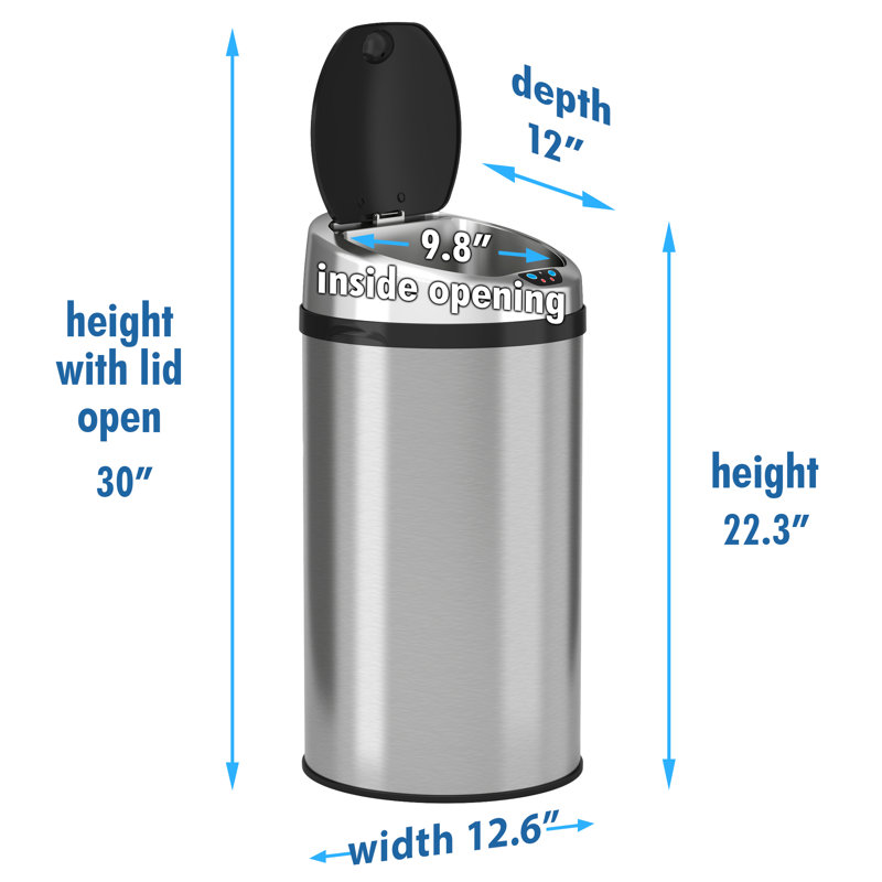 8 Gallon Brushed Stainless Steel Touchless Trash Can