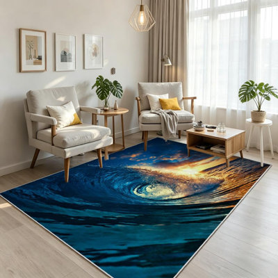Tapis d'intérieur lavable transparent à l'eau Ocean Sunset Wave