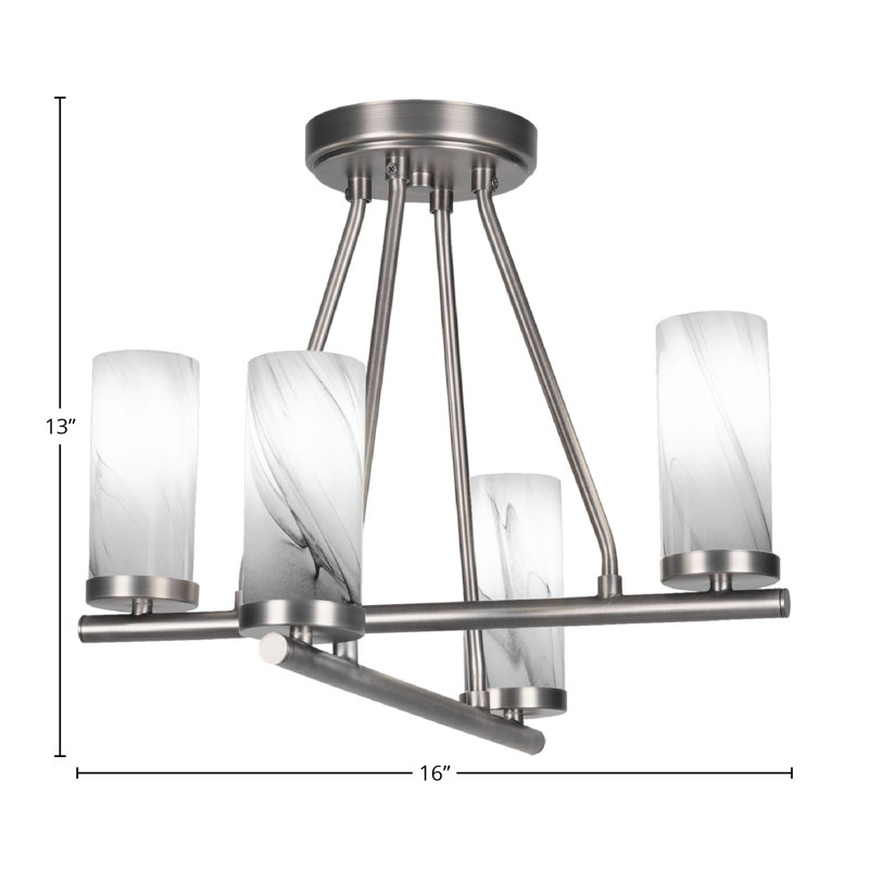 Verre semi-encastré 4 lumières avec tourbillon onyx 2,5 po Trinity, Graphite