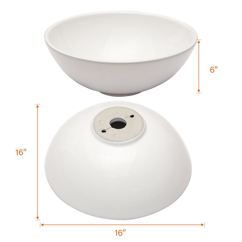 16" White Ceramic Circular Vessel Bathroom Sink