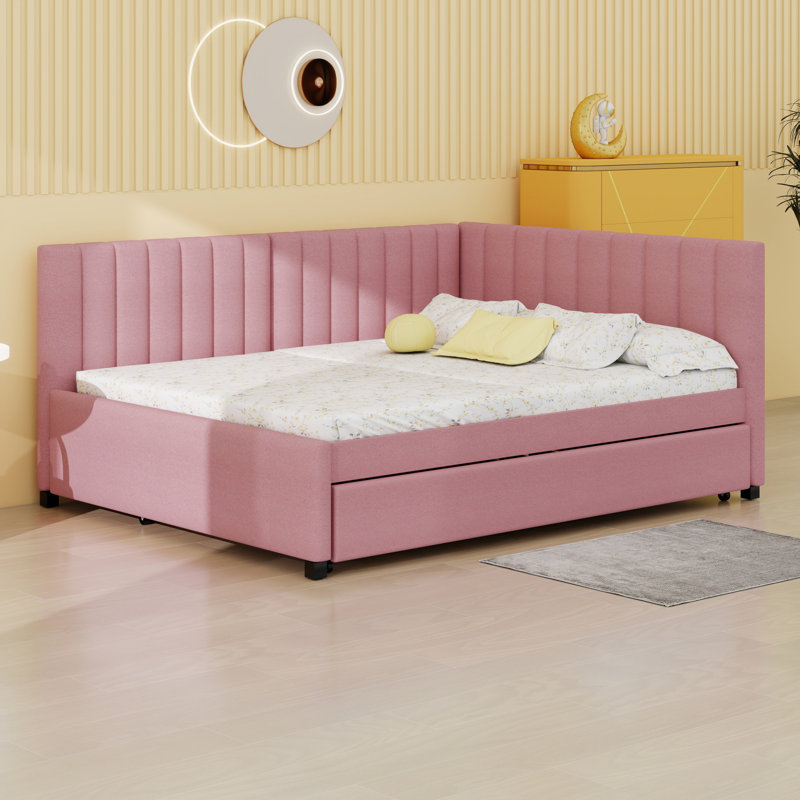 Lit de jour rembourré avec couchette, Complet/Double, Rose