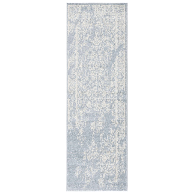 Tapis à motif oriental ardoisé / ivoire Nuss, Tapis de couloir 2 pi 6 po x 8 pi