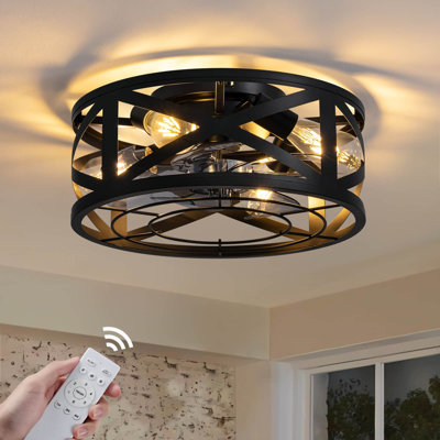 16 po Ventilateurs de plafond intérieurs ronds à profil bas avec ampoule incluse