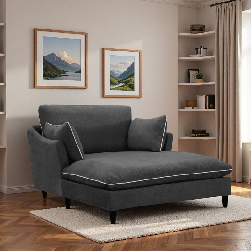Chaise longue moderne avec coussins, Noir