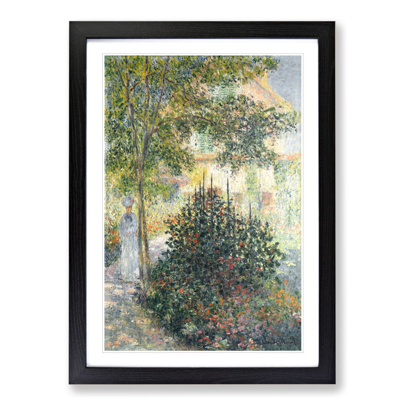 Camille in the Garden at Argenteuil by Claude Monet - Picture Frame Painting, 48cm H x 36cm W x 2cm D, Black Framed