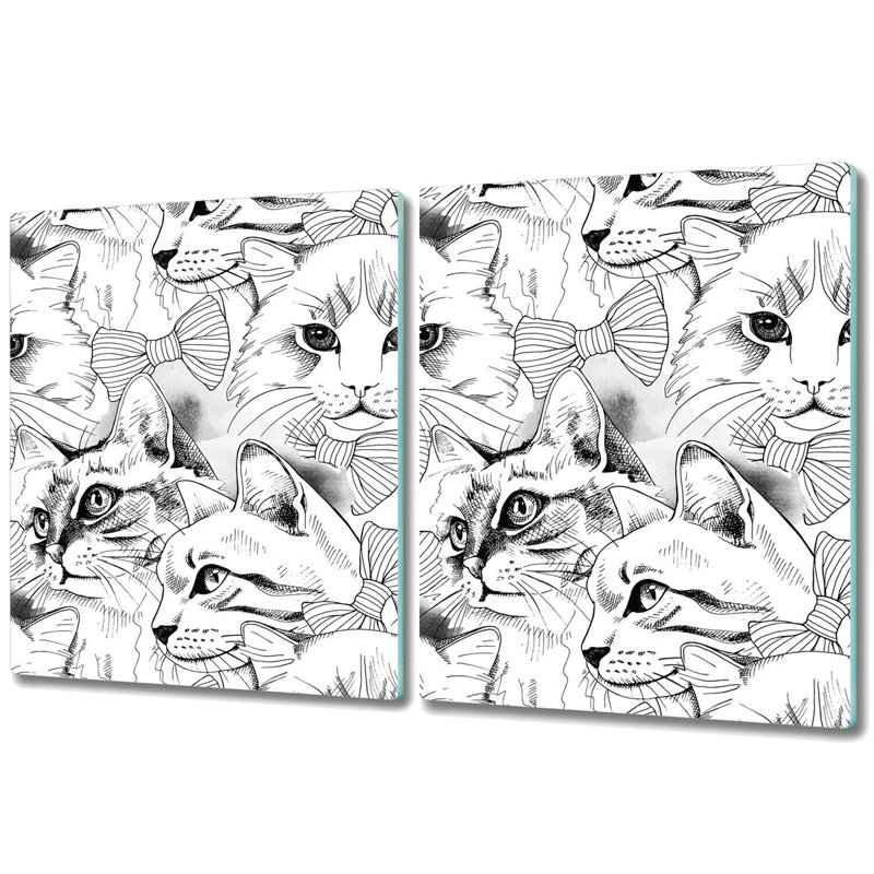 Leeloo Tempered Glass Cats Chopping Board, 52cm x 30cm